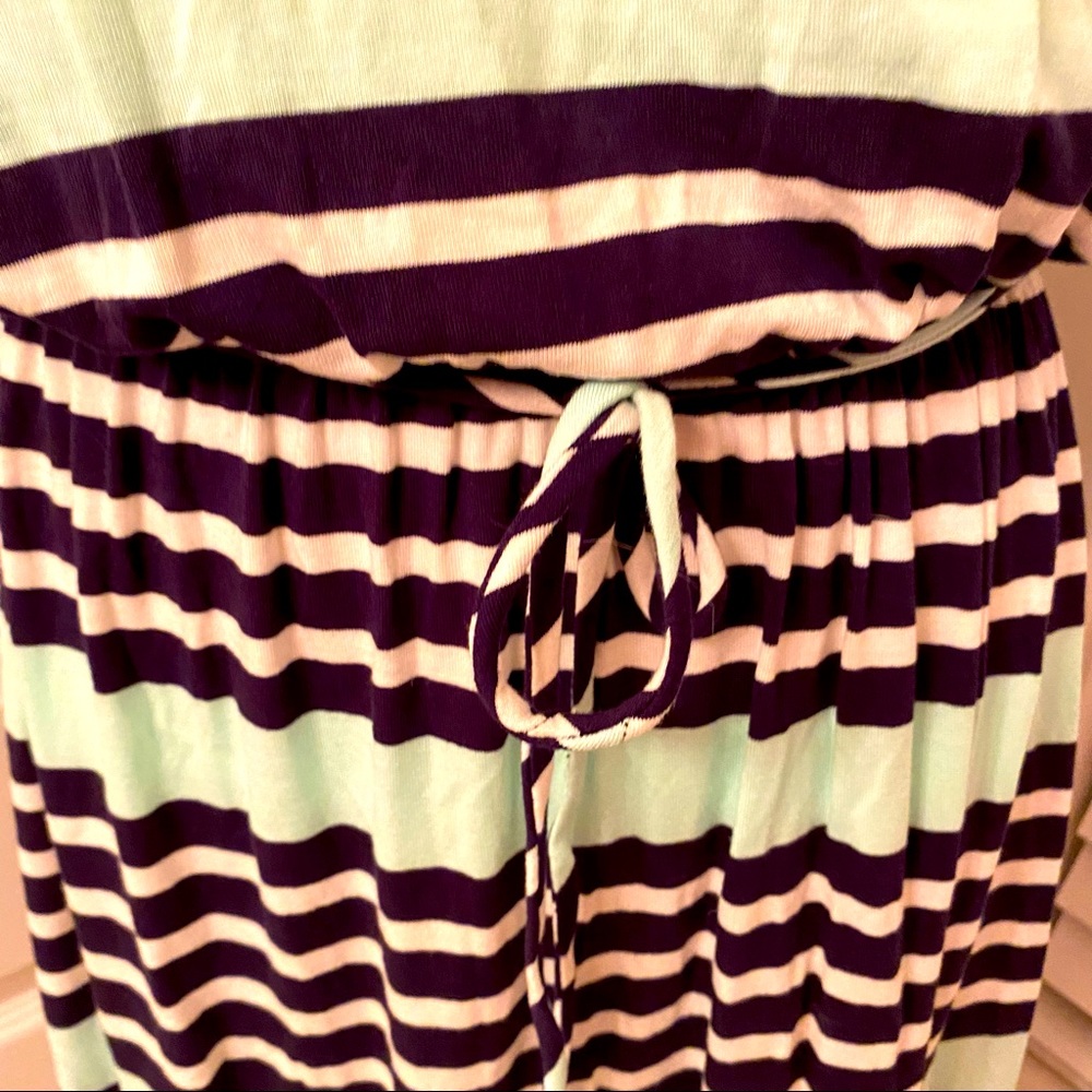 Merona || Navy/white/ sea foam green striped sleeveless v-neck t-shirt dress - Picture 3 of 7